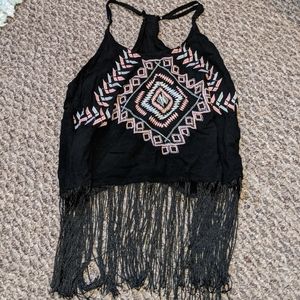 Fringe Shein Black Tank Top